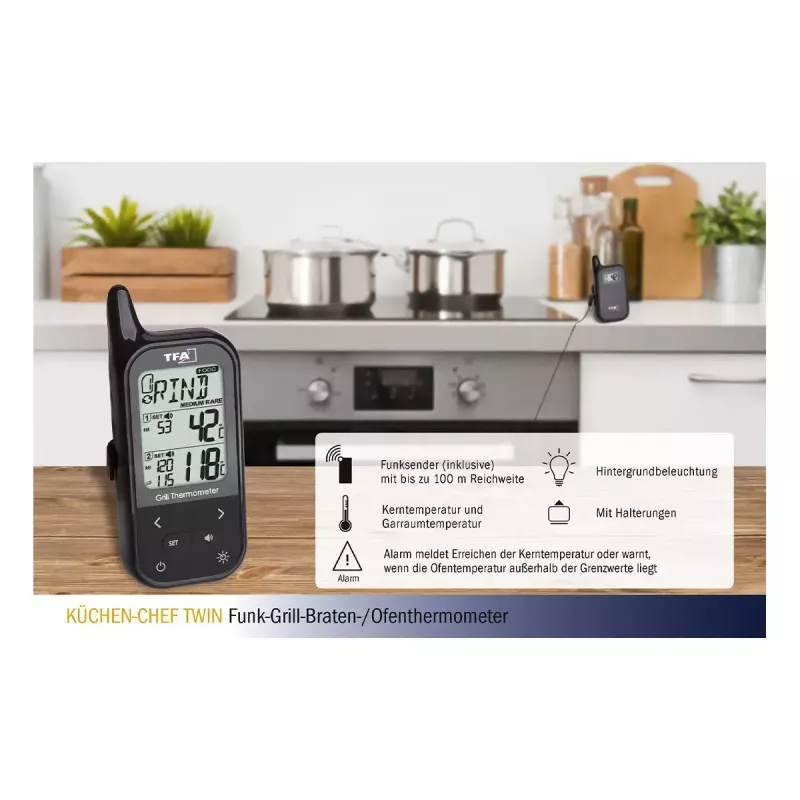 Pārtikas termometrs TFA-Dostmann KÜCHEN-CHEF TWIN 0 - 300 °C digitāls