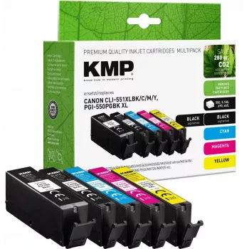 KMP tintes kasetņu komplekts saderīgs ar Canon PGI-550/CLI-551 XL – multipack