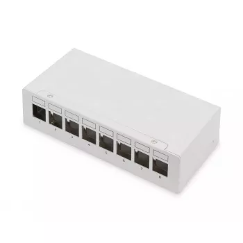 Patch panel DIGITUS Desktop modular tukšs, ekranēts, 8-portu, tērauds, pelēks, sienas stiprinājums