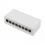 Patch panel DIGITUS Desktop modular tukšs, ekranēts, 8-portu, tērauds, pelēks, sienas stiprinājums
