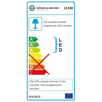 Mūzikas statīva lampa König & Meyer 12248-000-55 LED, baterija/tīkls, melna