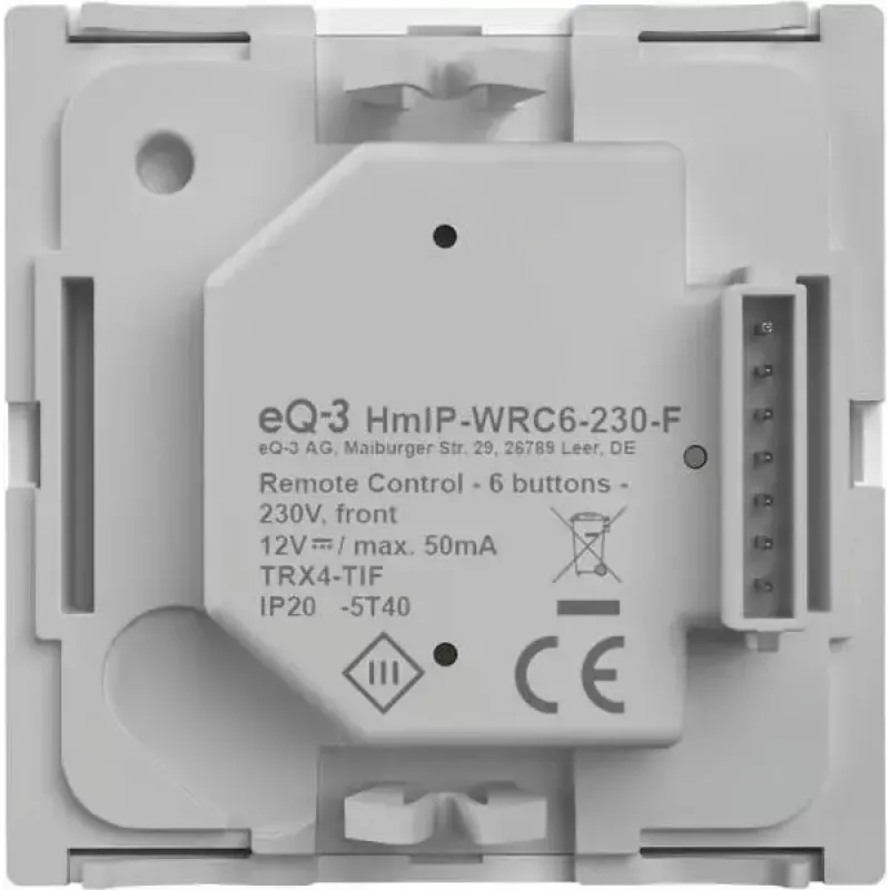 Sienas slēdžu panelis eQ-3 Homematic IP Wandtaster 6-pogu balts plastmasa