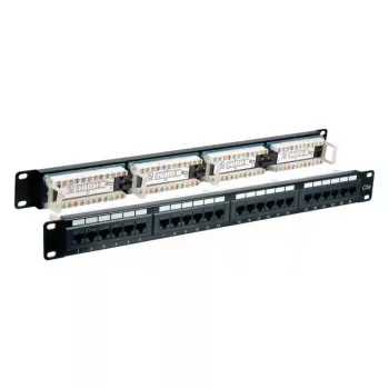 Patronu panelis EFB Elektronik 37585.1, 24-portu RJ-45, 1U, 5000 Mbit/s, zelta kontakti, melns