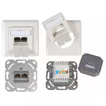Sienas kontaktligzda 2 x RJ-45 EFB Elektronik ET-25211.2V1 balta