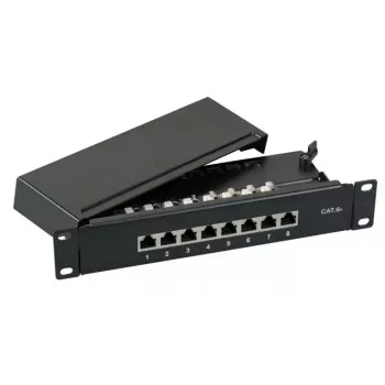 Patch panel EFB Elektronik 37737SW.8, RJ-45, 10000 Mbit/s, melns, 1U