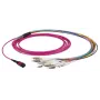 Šķiedru optikas kabelis EFB Elektronik MTPF12LCOM3-10, OM3 multimode, MTP uz 12×LC, 10 m, violets
