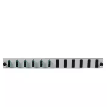 EFB Elektronik SB-FP-6SC-D-V-OM4 — 1U priekšējais panelis SC dupleksa adapteriem, 432×13×43.5 mm, pelēks