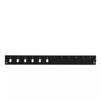 Pievienošanas paneļa aksesuārs EFB Elektronik SB-FP-S-6SC-S-OS2 — 1U statīva stiprinājums, 6x SC simplekss, melns, 432×13×43.5 mm