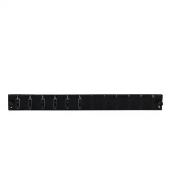 Priekšējais panelis EFB Elektronik SB-FP-S-6SC-D-V-OS2 — 1U, 6 SC duplekss, melns, 432×13×43.5 mm
