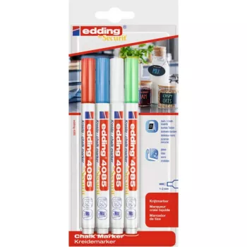 Marķieru komplekts Edding 4085/4B krīta marķieri 1–2 mm gals, 4 gab. iepakojums