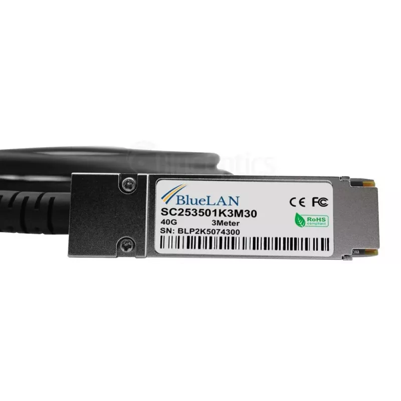 BlueOptics CPAC-TR-40SPLIT-QSFP-3M-BL 3m QSFP uz 4xSFP+ pasīvais vara kabelis