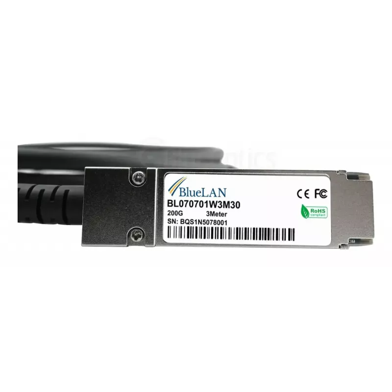 DAC kabelis BlueOptics QSFP-200G-C3M-BL 3m QSFP56 Melns