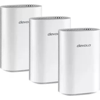 Devolo BE6500 WiFi 7 Mesh sistēma 3‑paka (balta) — 3× BE6500 vienības