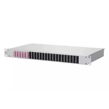 Optisko sadalītāju iekārta uzstādīšanai rack skapī BTR METZ CONNECT OpDAT 1U — SC savienotāji, pelēka alumīnija/tērauda, 482.6×44.5×242.5 mm