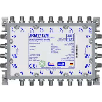 Satelītu multiswitch JULTEC JRM1712M — 9 ieejas, 16 izejas, 35 dB atsaiste
