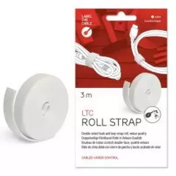 Label-the-cable LTC 1220 Roll Strap āķu un cilpu lente, 3 m, balta