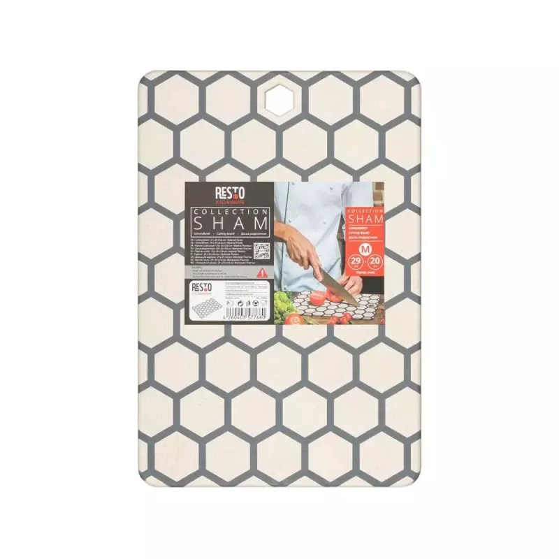 Resto Kitchenware 95402 taisnstūra plastmasas griešanas dēlis pelēkā un baltā krāsā