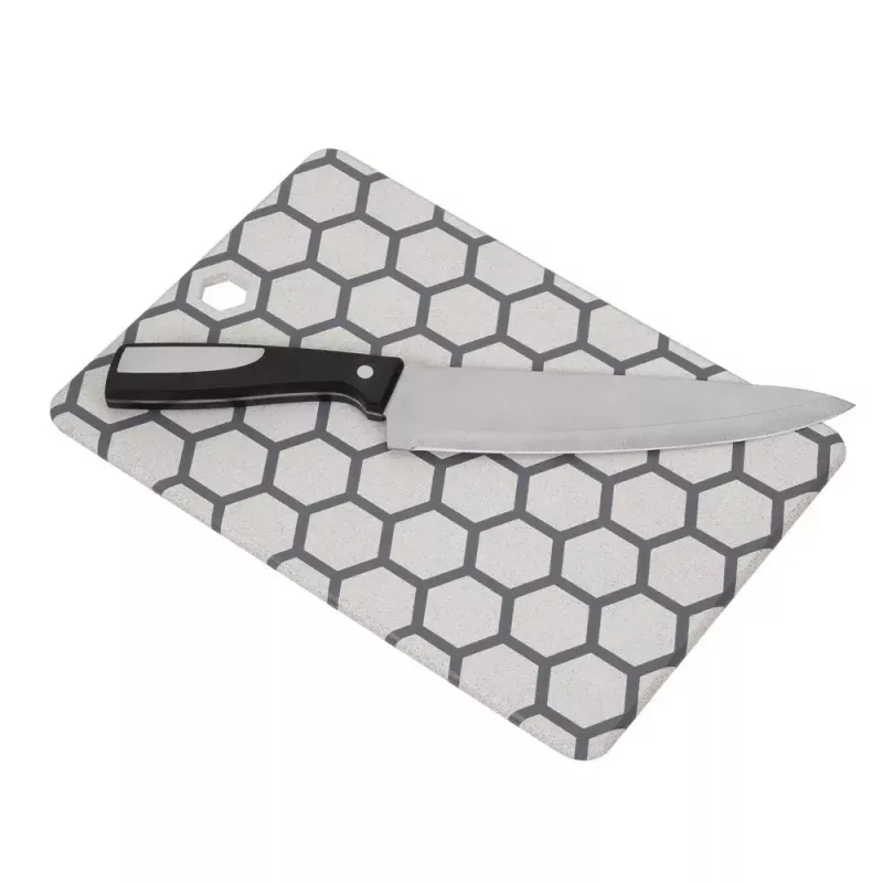 Resto Kitchenware 95402 taisnstūra plastmasas griešanas dēlis pelēkā un baltā krāsā