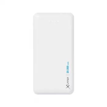 Power bank XLAYER 217286 — 20000 mAh LiPo, 2× USB-A, 1× USB-C, Balts