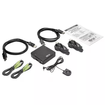 KVM slēdzis 2-portu DisplayPort Tripp Lite B004-DP2UA2-K, 4K@60Hz, USB tastatūra/pelīte, audio, kabeļi