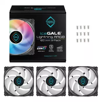 Dzesētājs Iceberg Thermal IceGALE Lightning ARGB 12 cm Melns 3 gab.