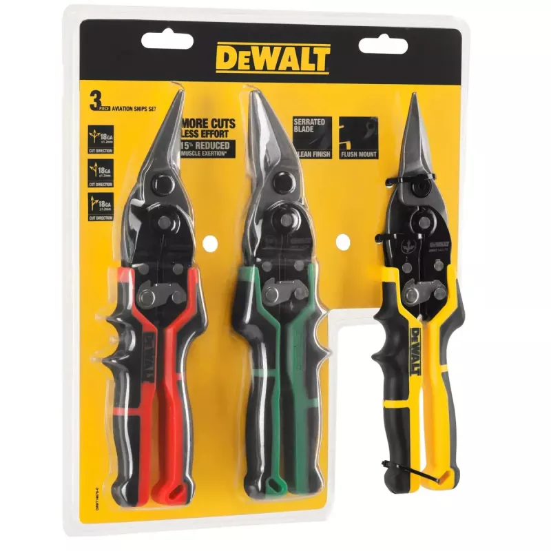 DeWALT DWHT14676-0 metāla šķēres, 3 gabalu komplekts