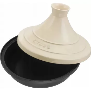 Čuguna tagine Staub 20 cm apaļa krēmkrāsā, modelis 40509-394