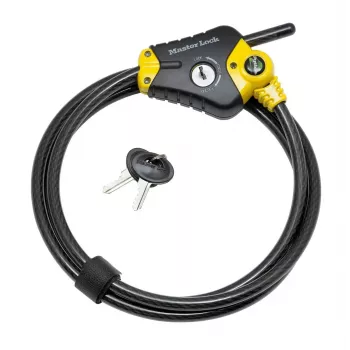 MASTER LOCK Python regulējama bloķējama troses slēdzene 1,8m x 10mm melna dzeltena