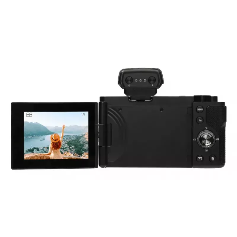 Kompaktkamera AgfaPhoto Realishot C110 — 24 MP, 1/3.06 collu CMOS, 3x optiskais tālummaiņas objektīvs, 4K, Wi‑Fi, 2.8 collu skārienekrāns, melna