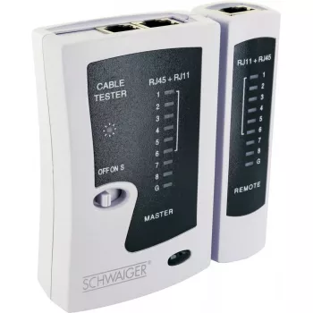 Kabeļu testeris Schwaiger NWM1 531 RJ-11 RJ-45 Melns Balts