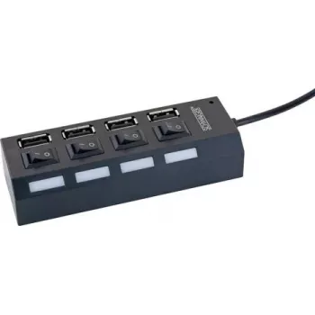 USB centrmezgls Schwaiger UH4013 2.0 480 Mbit/s Melns