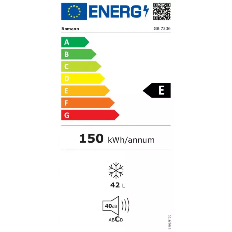 Brīvstāvošs saldētājs BOMANN GB 7236, 42 L, melns, manuāls atkausējums, ≤ -18°C, bezpakāpju regulēšana