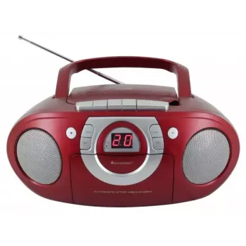 Pārnēsājama stereo sistēma Soundmaster SCD5100RO — CD/Kasešu atskaņotājs/Radio, pelēka/sarkana