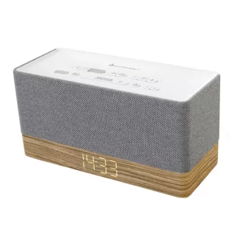 Radio pulkstenis Soundmaster UR630WE — FM/PLL/UKW, 6 W RMS, pelēks/balts