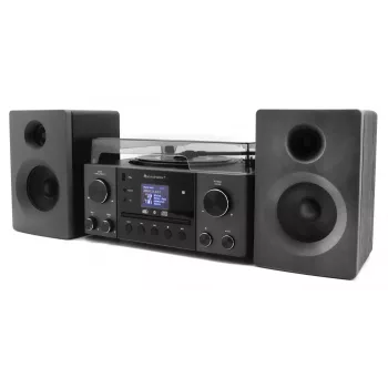 Mājas audio sistēma Soundmaster MCD1950SW — 20 W RMS, DAB+/FM, CD/MP3 atskaņošana, 3.5 mm aux, tīkla barošana (Melna)