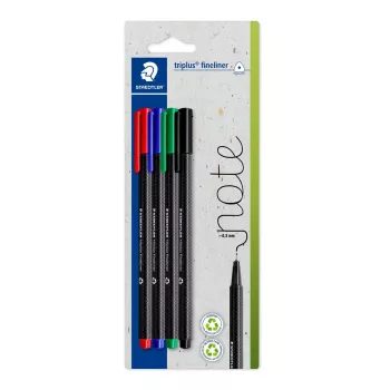 Finelineris Staedtler 334-S BK4 Ultra Fine Melns Zils Zaļš Sarkans 4 gab.