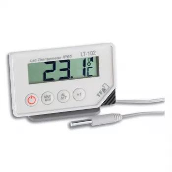 Elektroniskais iekštelpu termometrs TFA-Dostmann 30.1034 — digitāls, -40–70°C, 0.5°C precizitāte, CR2032 baterija, balts