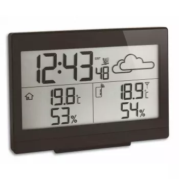 Laika stacija tfa dostmann Casa White LCD — iekštelpu/āra, bezvadu 0.433 GHz, AA 1.5 V, 141×100×48 mm