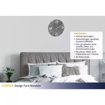Sienas pulkstenis TFA-Dostmann CONTOUR Apaļš Pelēks Balts 35 cm