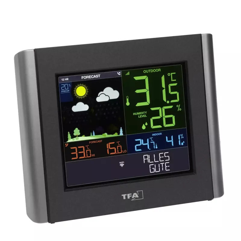 TFA-Dostmann VIEW METEO Black – laikapstākļu stacija ar Wi-Fi, mitrums 10-99%