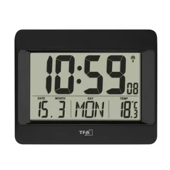 Digitālais modinātājpulkstenis TFA-Dostmann 60.4519.01 Melns Darbojas ar baterijām