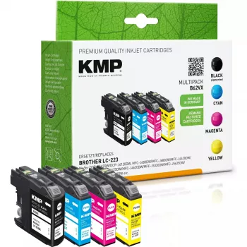 KMP Brother LC-223 VAL Multip. 4x550 S – saderīgs kasetņu komplekts 4 krāsām, 550 lpp. katra
