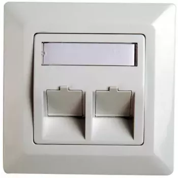 RJ45 adaptera rāmis Cat.5e Telegärtner H02010A0040 45° dubultais 80x80 mm alpu balts