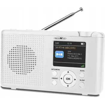 Reflexion TRA23DAB galda DAB+ radio balts ar Bluetooth un 20 iepriekš iestatītām stacijām