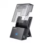 Doku stacija GrauGear G-3502-AC 2.5 collu/3.5 collu SATA HDD/SSD, USB 3.2 Gen 1 Type-B, 6 Gbit/s, 12V/1.5A, melna/caurspīdīga