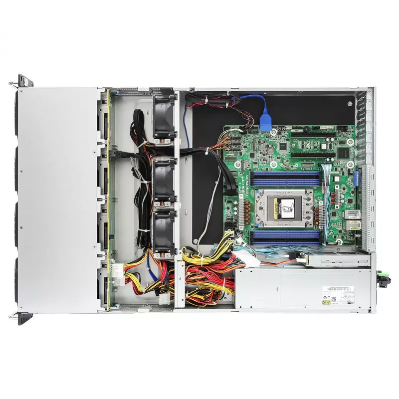 Servera barebone ASRock 2U12L2S-SIENA (2U) — AMD SoC, Socket SP6, 12×3.5 collu + 2×2.5 collu sloti, 800W barošanas bloks, DDR5 līdz 96GB