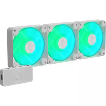 APNX FP1-120 120 mm korpusa ventilatori 3 komplektā balts