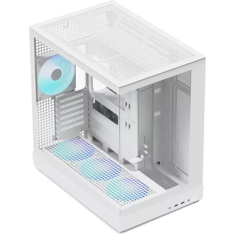 Torņa PC korpuss APNX V2-F-WT-v1, balts, trīs rūdīta stikla paneļi