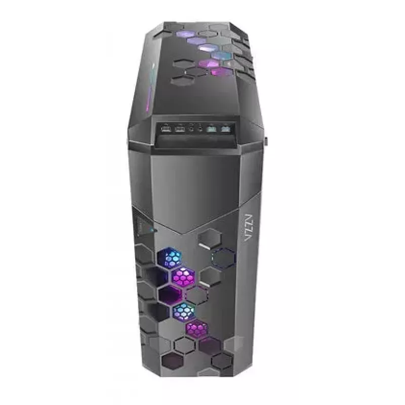 PC korpuss AZZA STORM ARGB Full Tower — Melns, ATX/Micro-ATX/EATX, 2x 3.5 inch + 6x 2.5 inch sloti, ARGB ventilatori priekšā un aizmugurē