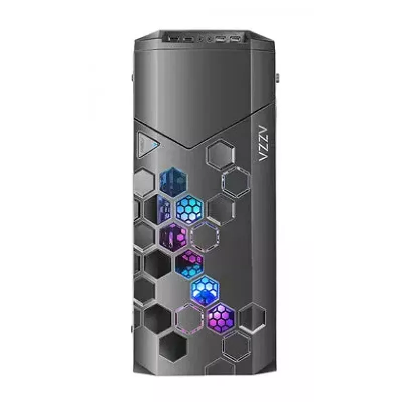 PC korpuss AZZA STORM ARGB Full Tower — Melns, ATX/Micro-ATX/EATX, 2x 3.5 inch + 6x 2.5 inch sloti, ARGB ventilatori priekšā un aizmugurē